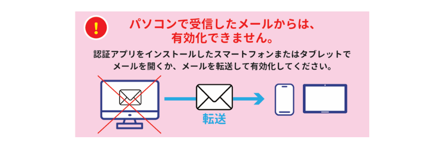 PCからは有効化できない説明画像