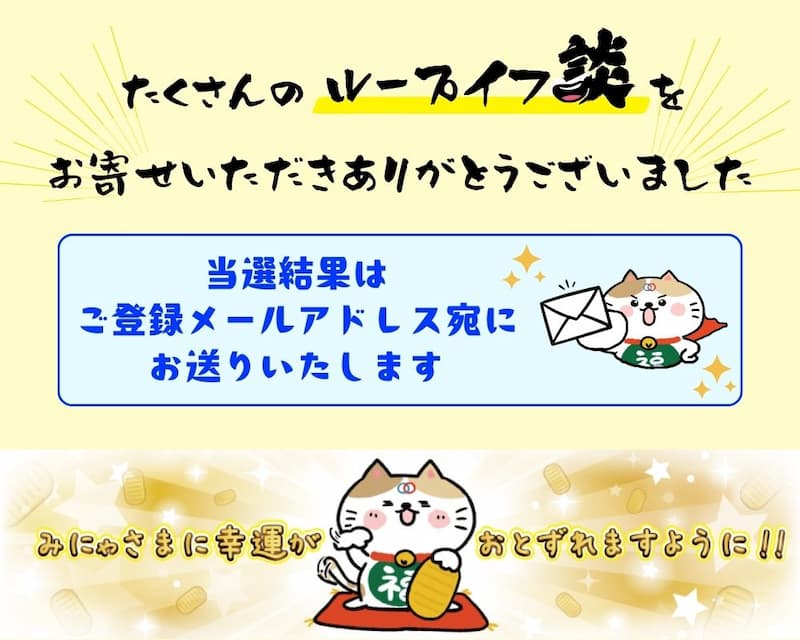 当選結果をご登録メールアドレス宛にお送りします